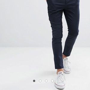 ASOS navy super skinny cropped chino